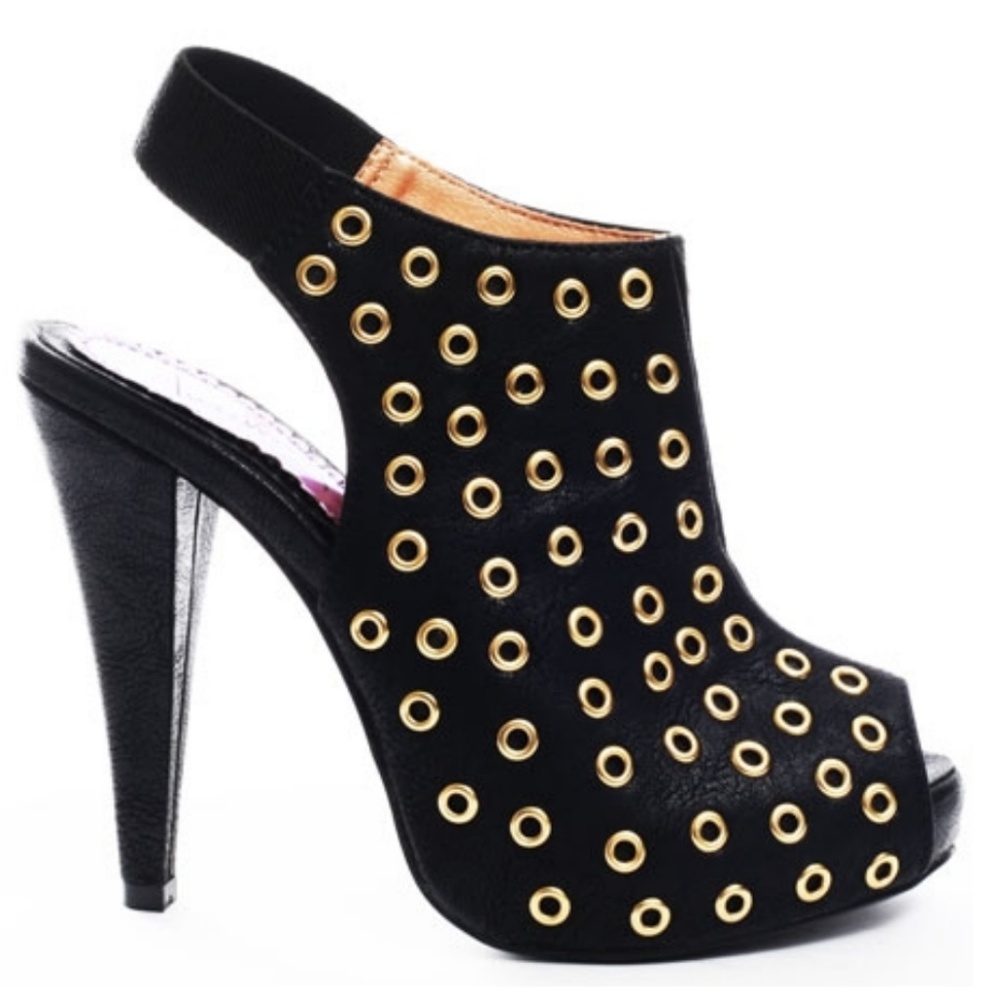 NWOB Luichiny Poke A Dot Platform Black Heel- SZ 9